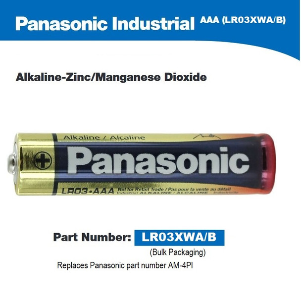 Panasonic Industrial Alkaline Battery, LR03XWA/B "AAA" BULK (Pre-Order)